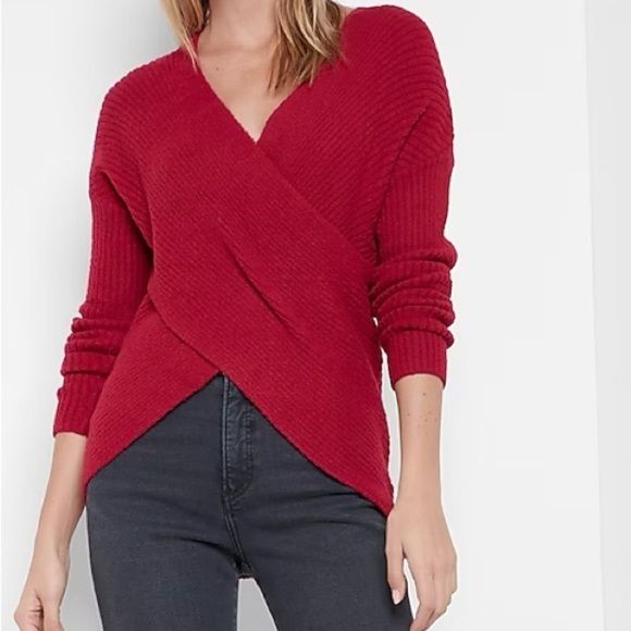 NWT Express Red Cross front wrap sweater - Picture 2 of 6